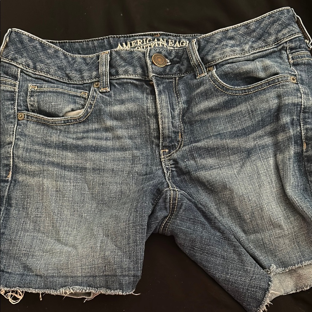 American Eagle Outfitters Blue Distressed Jean Shorts